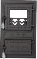 Monobloc Stove Door with Glass Romanian Motifs