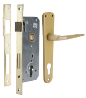 Door Lock with Cylinder and Painted Backplates