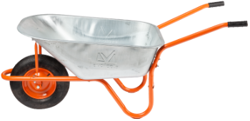 Wheelbarrow A85, Galvanized Tray with Pneumatic Wheel and Metal Rim