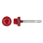 Red Self-Drilling Screw with Normal Tip, Metal Thread and EPDM Washer (PD)