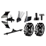 Expert Accessory Package (Reversible Plow, Adjustable Double Adapter, 2 x Ridger, 2 x Potato Digger Plow, Metal Wheels 5.00 with Hubs)