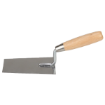 Trapezoidal Stainless Steel Trowel with Wooden Handle, 90 Degrees